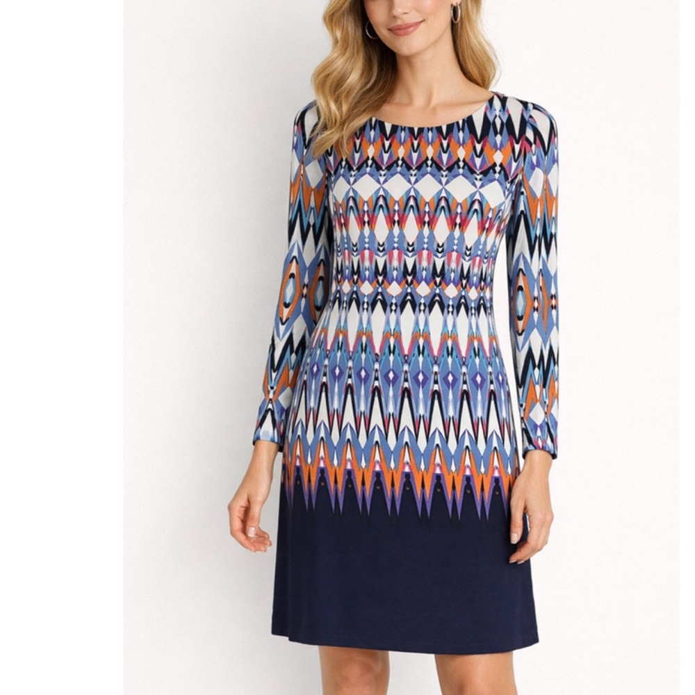 Vince Camuto dress multi color Geometric print new  size 8